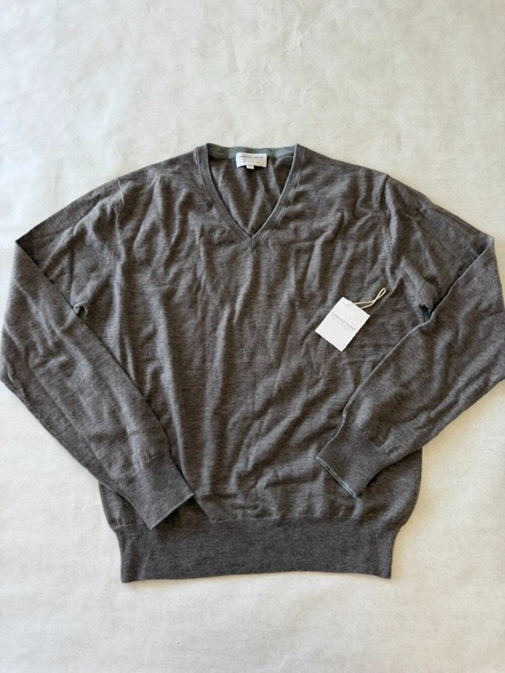 Lorenzo Uomo Collezione Cashmere Merino Wool V-Neck Sweater Taupe Sz S NWT